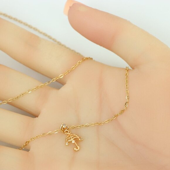 "Delicate Rose Gold Plated Necklace with Umbrella Charm,  XPNL0147 - Picture 7 of 13